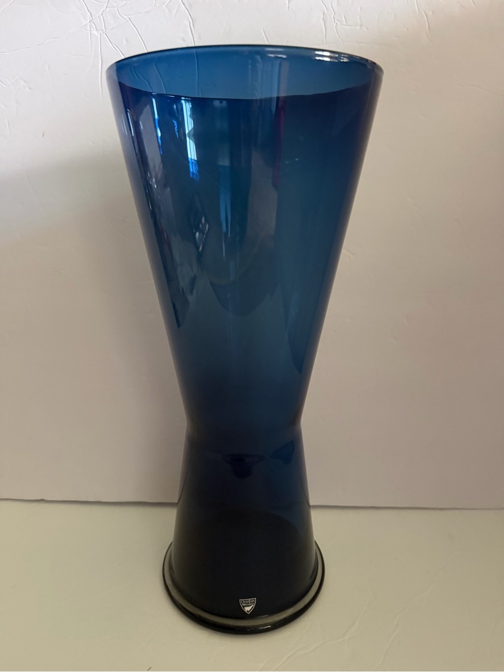 Orrefors Sweden Midnight Blue Glass Vase 15 3/4”